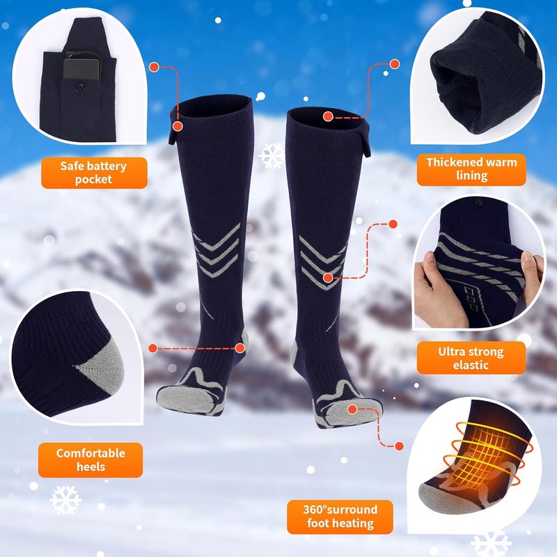 MANAKASA Heated Socks for Men Women, 5000mAh*2 Battery Upgraded Rechargeable Electric Heated Socks with 4 Heating Levels for Hunting, Camping, Hiking, Fishing, Outdoor Activities - Image 4